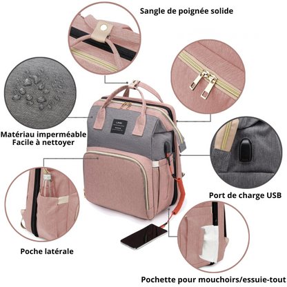 Sac à dos à langer 3-en-1 Élégance Nomade